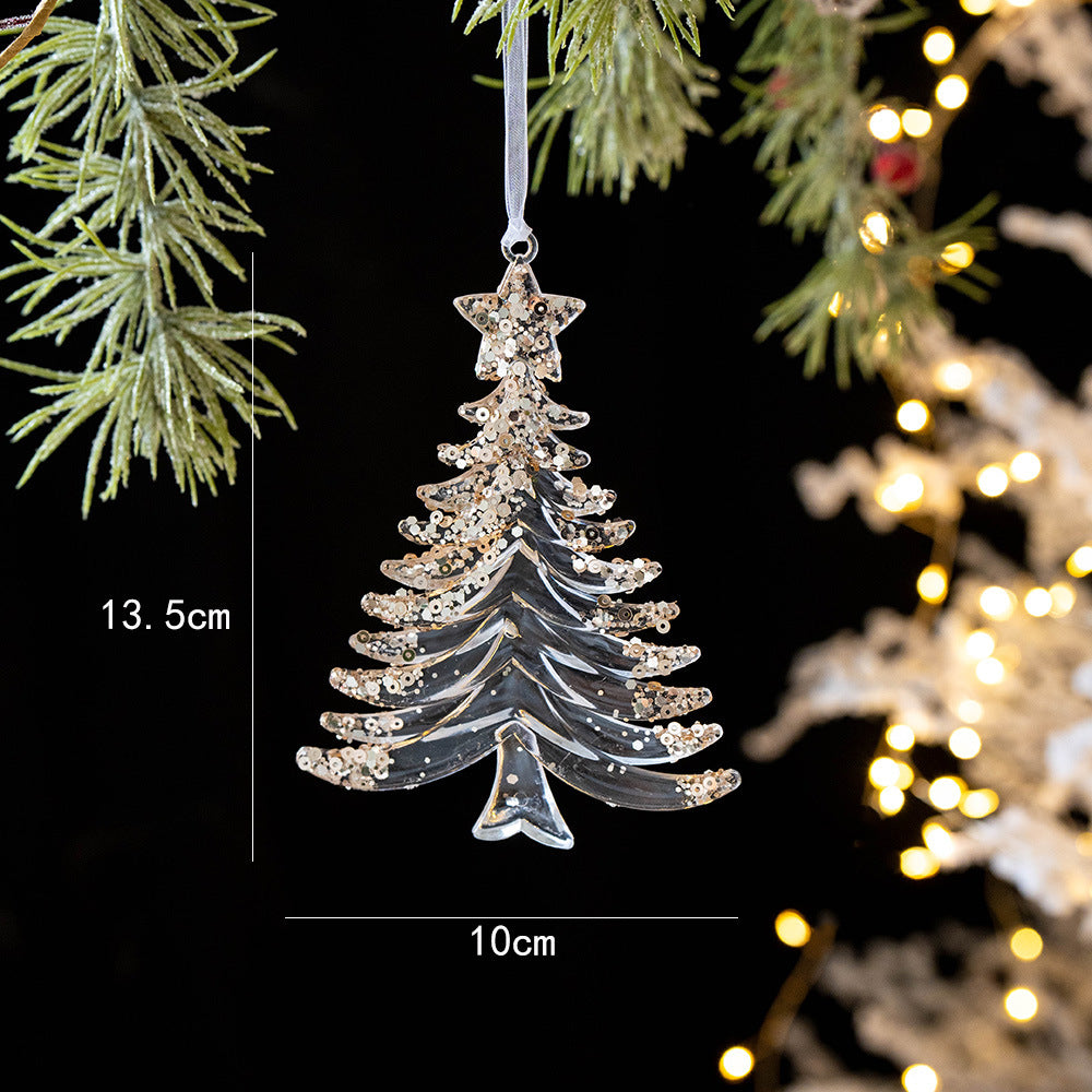 Snowflake Sequins Transparent Christmas Tree Hanging