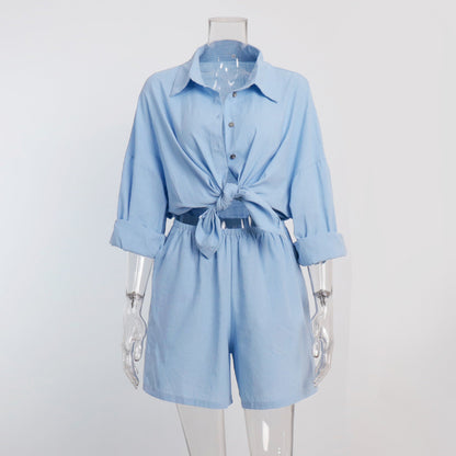 Summer Relaxed Fit Shirt And Shorts Set
