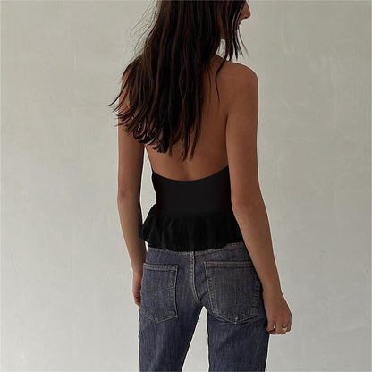 Deep V Neck Self-Tie Tank Top Stylish Casual Women's Top