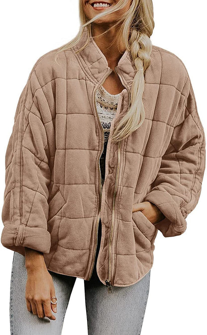 Solid Color Stand Collar Cotton Coat With Pockets
