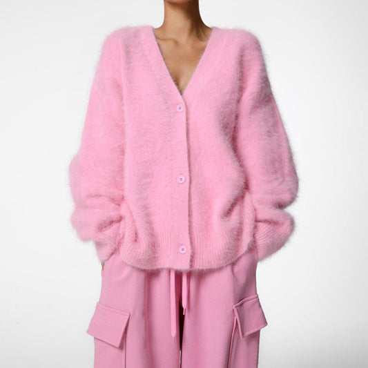 Knitted Cardigan Sweater V-Neck Cozy Casual Outerwear