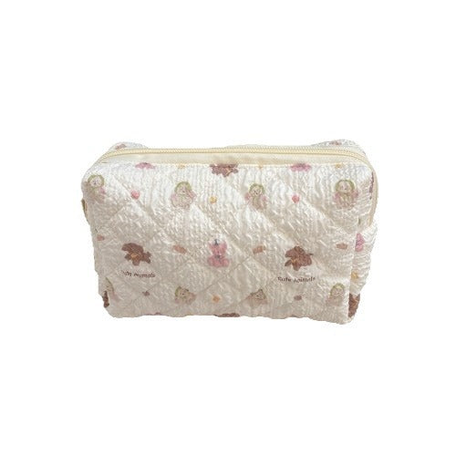 Cute Cartoon Print Flower Print Make Up Bag