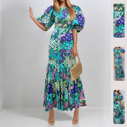 Elegant Printed A-Line Dress Polyester Casual Wear