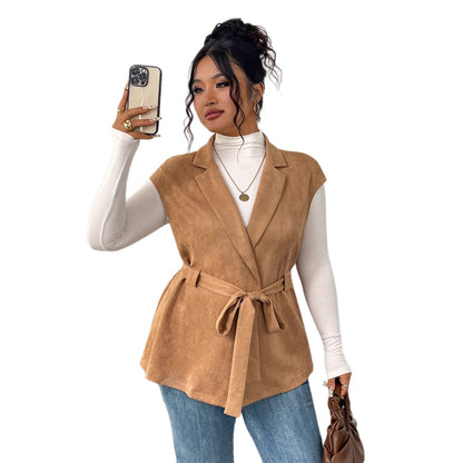 Trendy Solid Color Vest for Women - Loose Fit Sleeveless Layered Outerwear