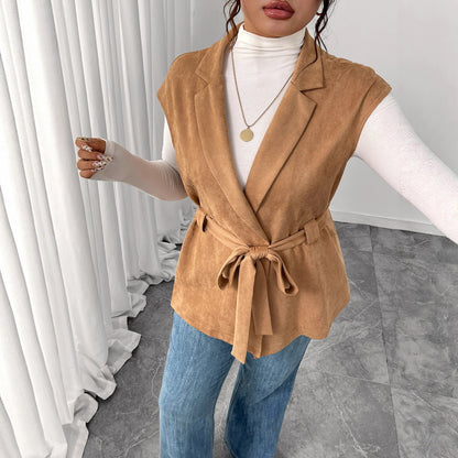 Trendy Solid Color Vest for Women - Loose Fit Sleeveless Layered Outerwear