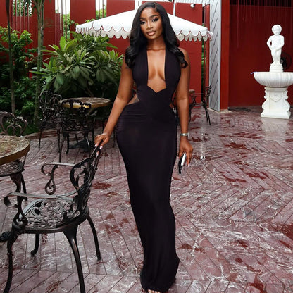 Bodycon Ruched Midi Dress With Low Neckline