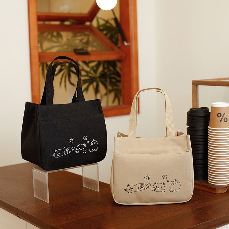 Canvas Lunch Bag With Smiley Face Casual Tote Bag
