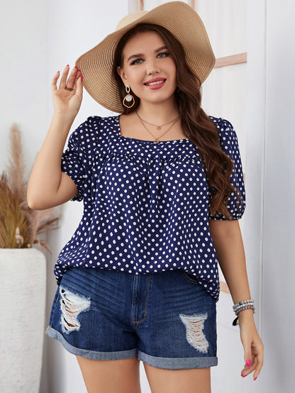 Chic Dot Print Chiffon Blouse Comfortable Casual Top