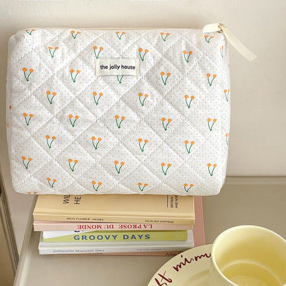 Cute Polka Dots Cherry Print Travel Makeup Bag