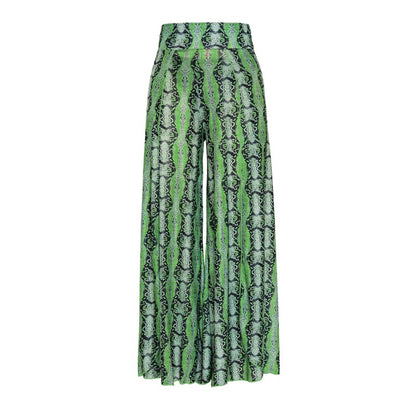 Women'S Bikini Set With Printed Pants - Polyester Fabric