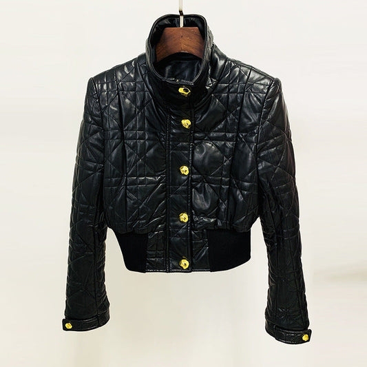 Slim Fit Short PU Leather Motorcycle Jacket