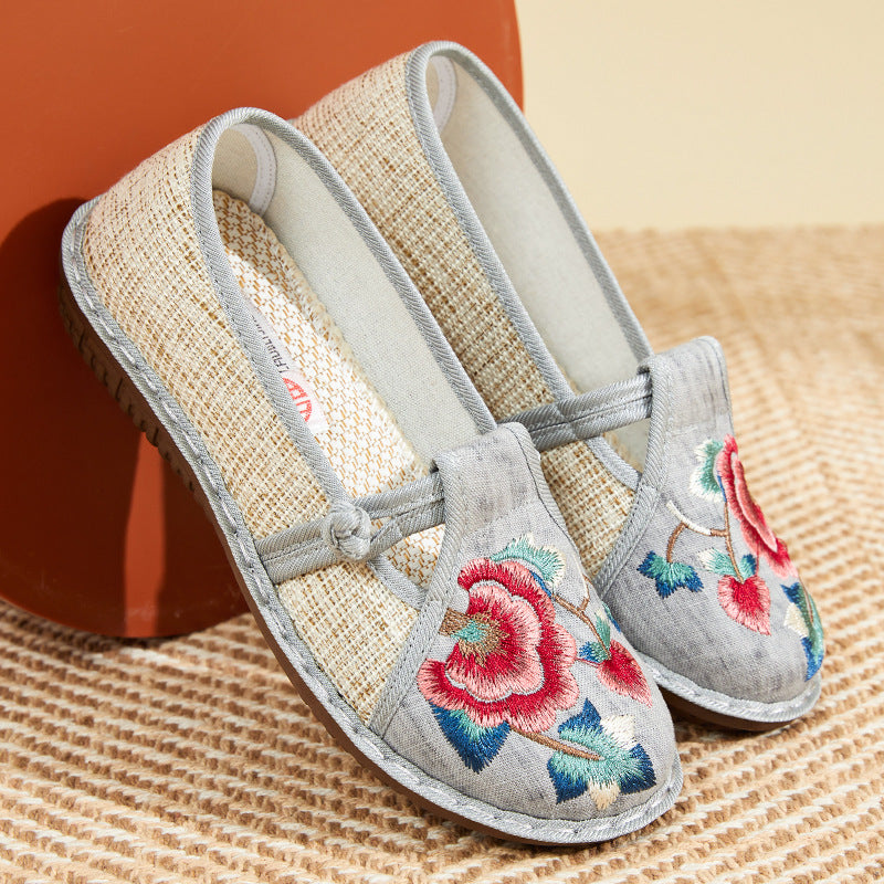 Ethnic Style New Fashion Single Shoes Woven Embroidered Shoes Soft Sole Mom'S Shoes
