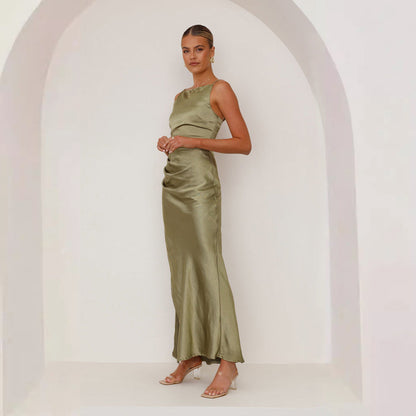 Sexy Backless Split Hip Wrap Maxi Dress