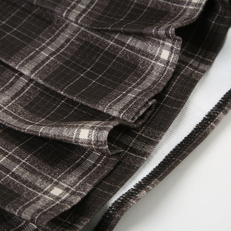 Plaid Pleated Low Rise Mini Skirt