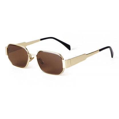 Retro Geometric Metal Frame Sunglasses