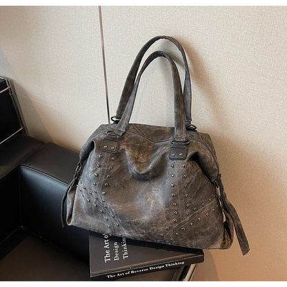 Trendy Soft PU Leather Tote Bag with Studs