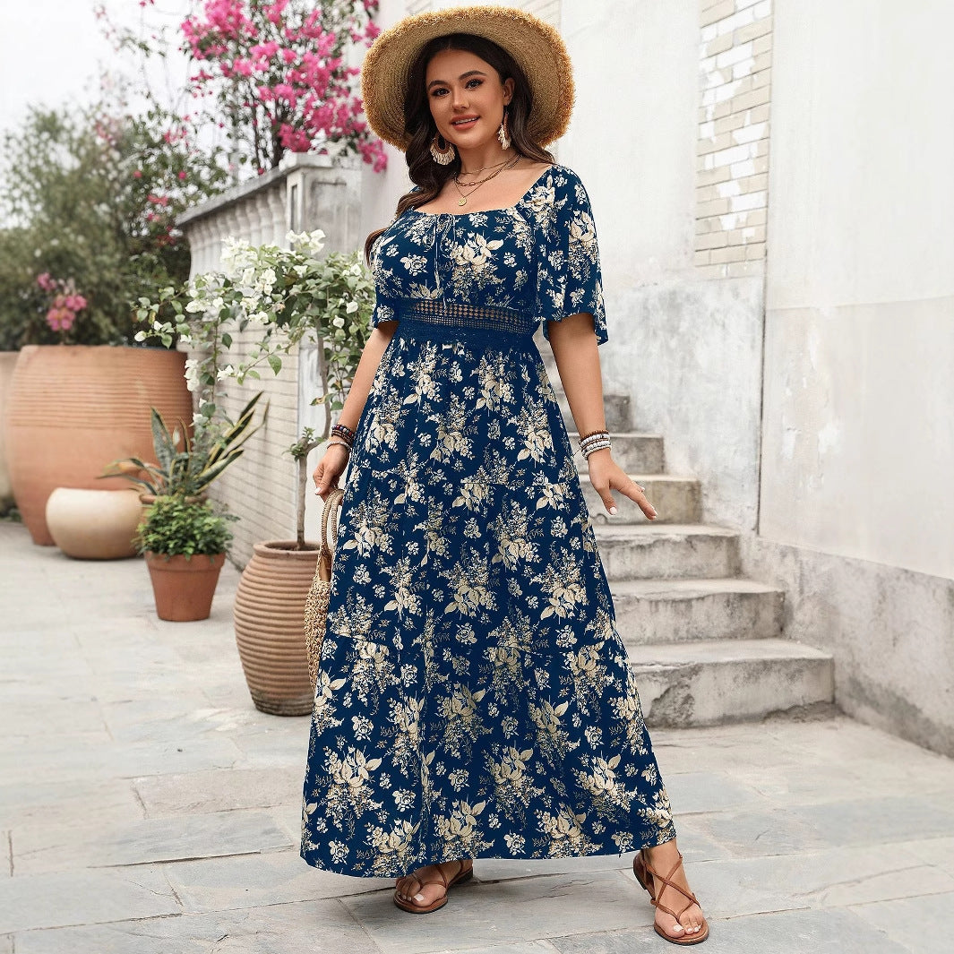 Retro Floral A-Line Dress Comfortable Casual