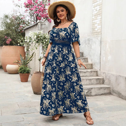 Retro Floral A-Line Dress Comfortable Casual