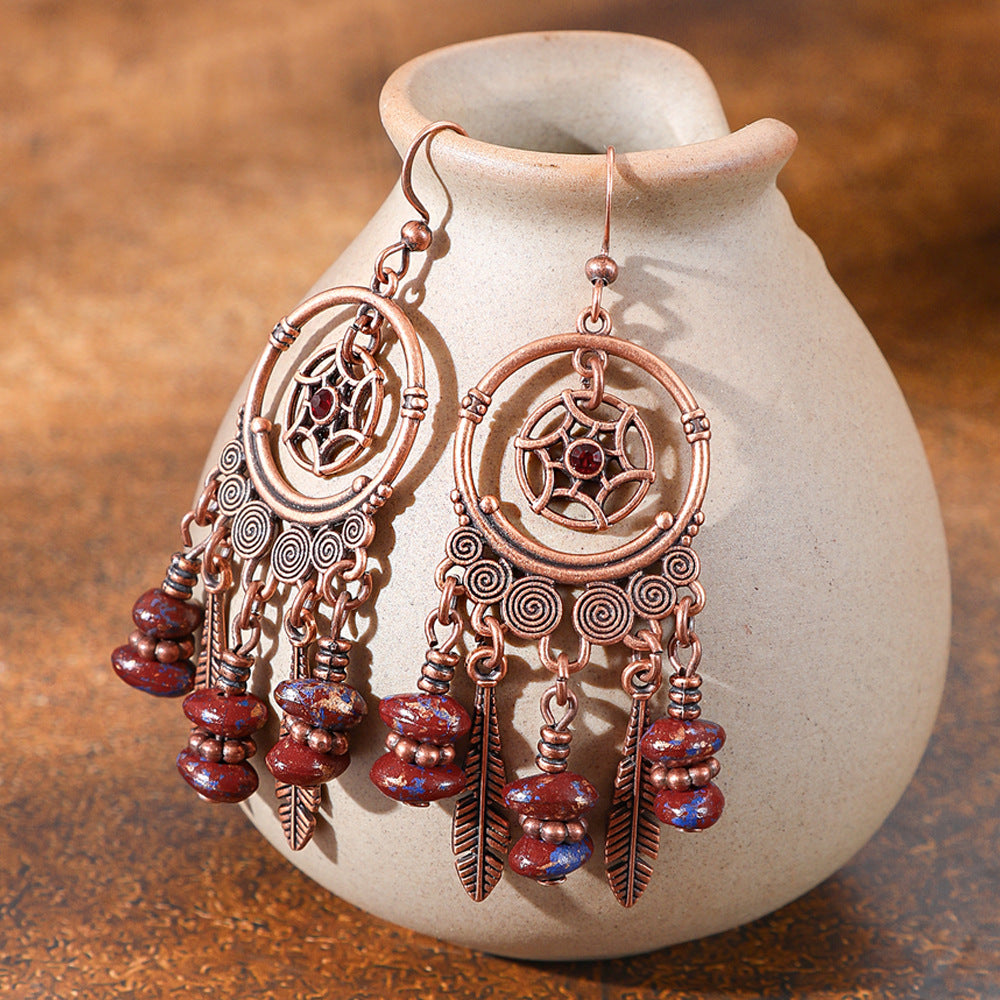 Trendy Bohemian Tassel Earrings Set in Brown