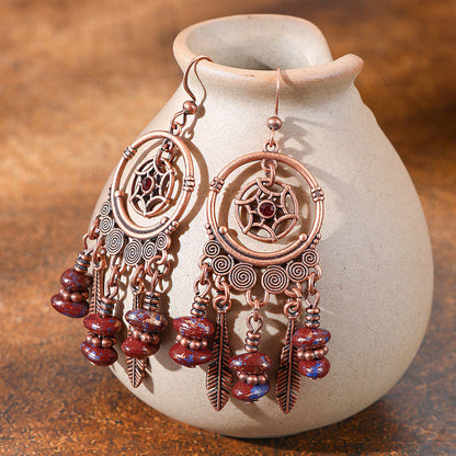 Trendy Bohemian Tassel Earrings Set in Brown