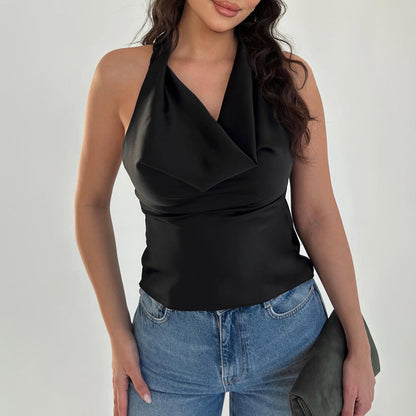 Sexy Backless Slim Fit Chiffon Top for Casual Wear