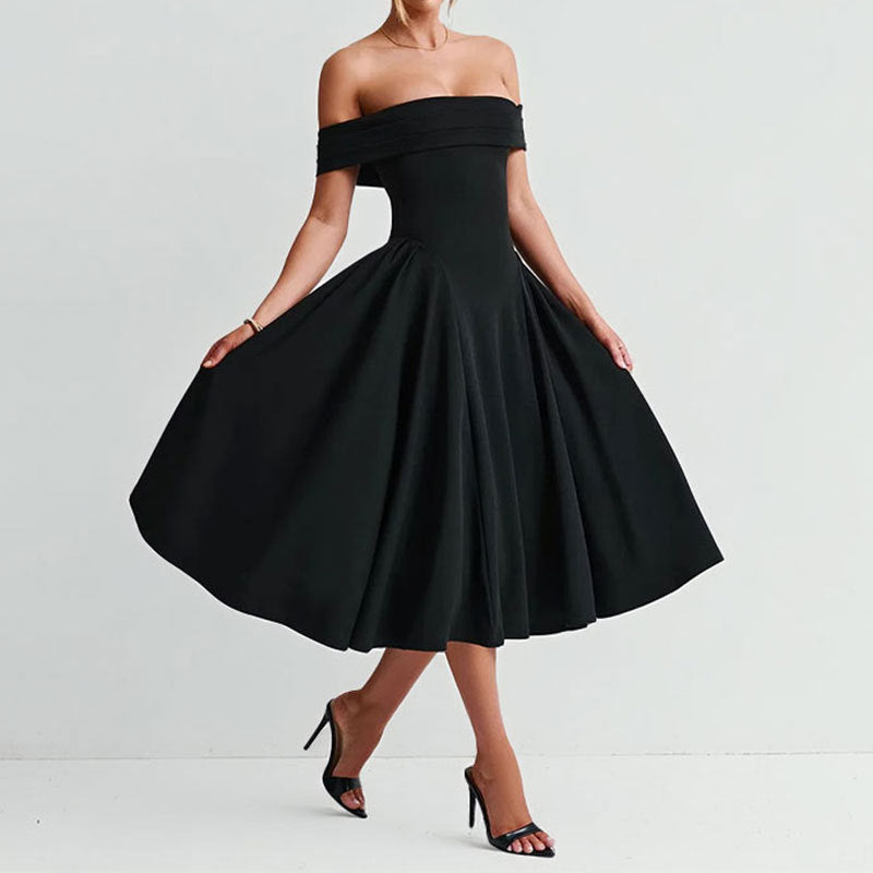 Off-Shoulder Elegant A-Line Dress Casual Polyester
