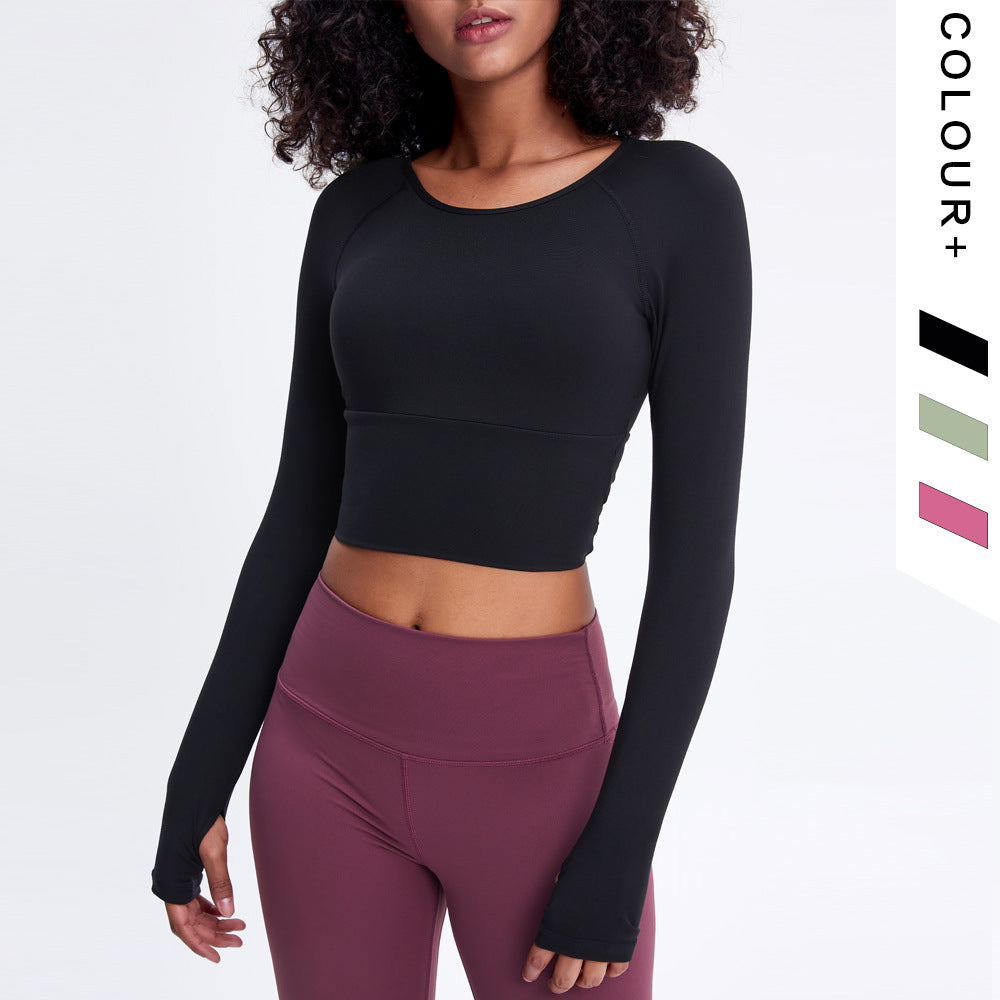 Quick-Dry Breathable Yoga High-Elastic Tight Shorts Stylish Long-Sleeved Fitness Yoga Top Girl