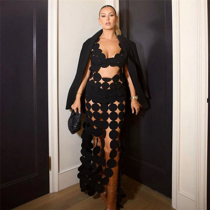 Sexy Hollow High-Waist Bodycon Maxi Dress