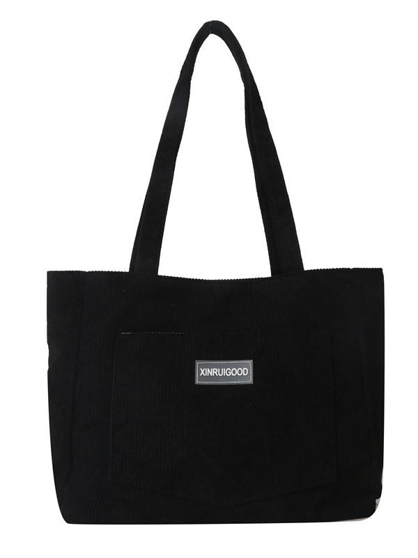 Fashionable Corduroy Shoulder Tote Bag Large Capacity Casual Handbag