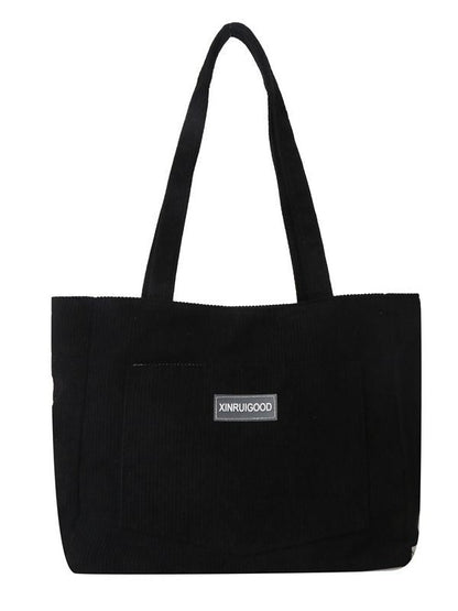 Fashionable Corduroy Shoulder Tote Bag Large Capacity Casual Handbag