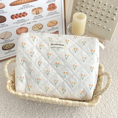 Cute Polka Dots Cherry Print Travel Makeup Bag