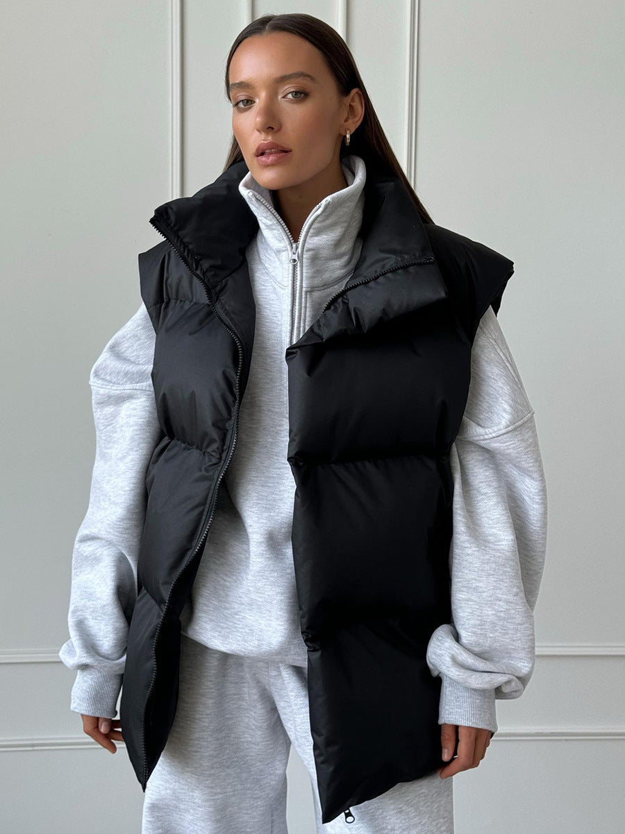 Casual Black Vest Jacket Comfortable Polyester Outerwear