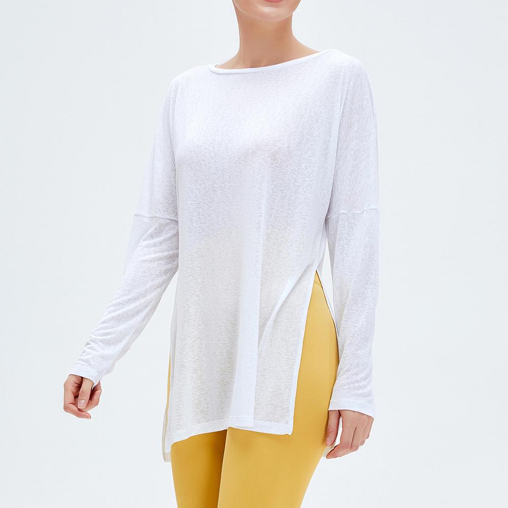 Sports Blouse Women'S Long-Sleeved Loose Fitness Top Quick-Drying Double-Sided Slits To Cover The Meat And Thin Yoga Clothes