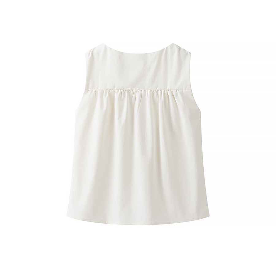 Solid Color Ruched Sleeveless Tank Top