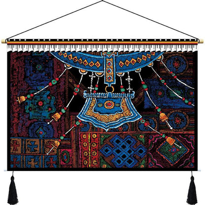 Customized Tibetan Fabric Tapestry Tibet Hanging Cloth Homestay Decoration Hotel Restaurant Living Room Bedroom Bedside Cloth Painting Tapestry