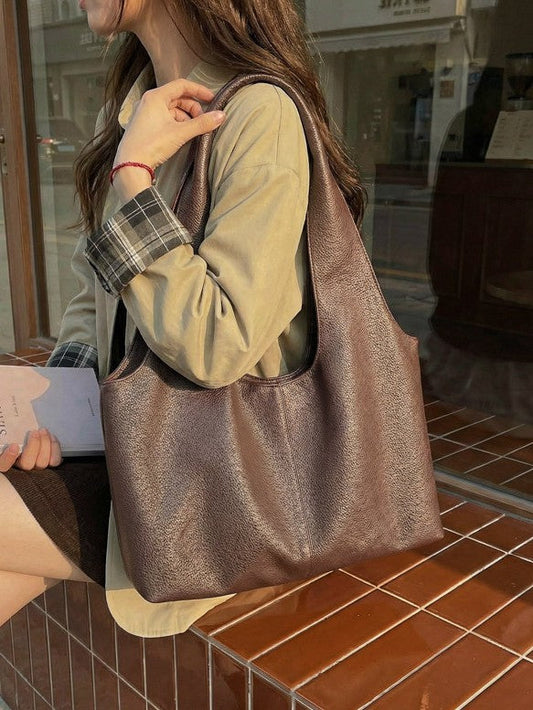 Trendy Color-Block Design Women's Tote Bag Casual Large Capacity Shoulder Bag