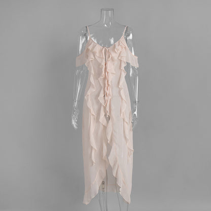 Sexy Ruffled V-Neck Camisole Dress