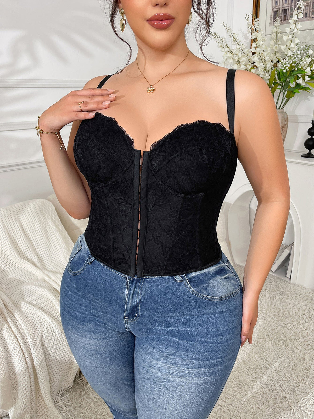 Sexy Lace Corset Top For Plus Size Women