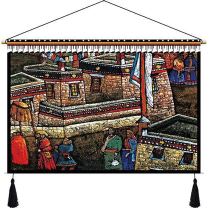 Customized Tibetan Fabric Tapestry Tibet Hanging Cloth Homestay Decoration Hotel Restaurant Living Room Bedroom Bedside Cloth Painting Tapestry