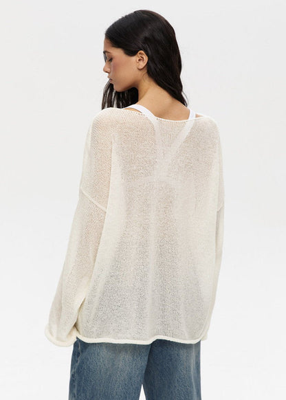 Sheer Pastel Pink Knit Sweater Lightweight Soft
