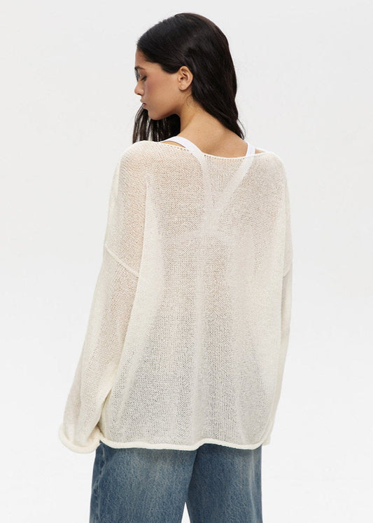 Sheer Pastel Pink Knit Sweater Lightweight Soft