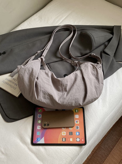Chic Colorful Wrinkled Crossbody Bag Large Capacity Casual Tote