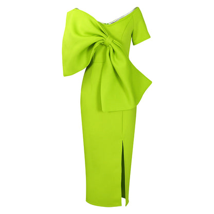Sexy Bowknot Open-Back Bodycon Maxi Dress