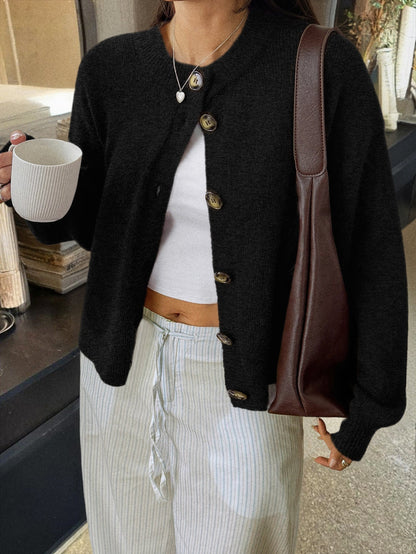 Casual Button-Up Long Sleeve Cardigan Sweater