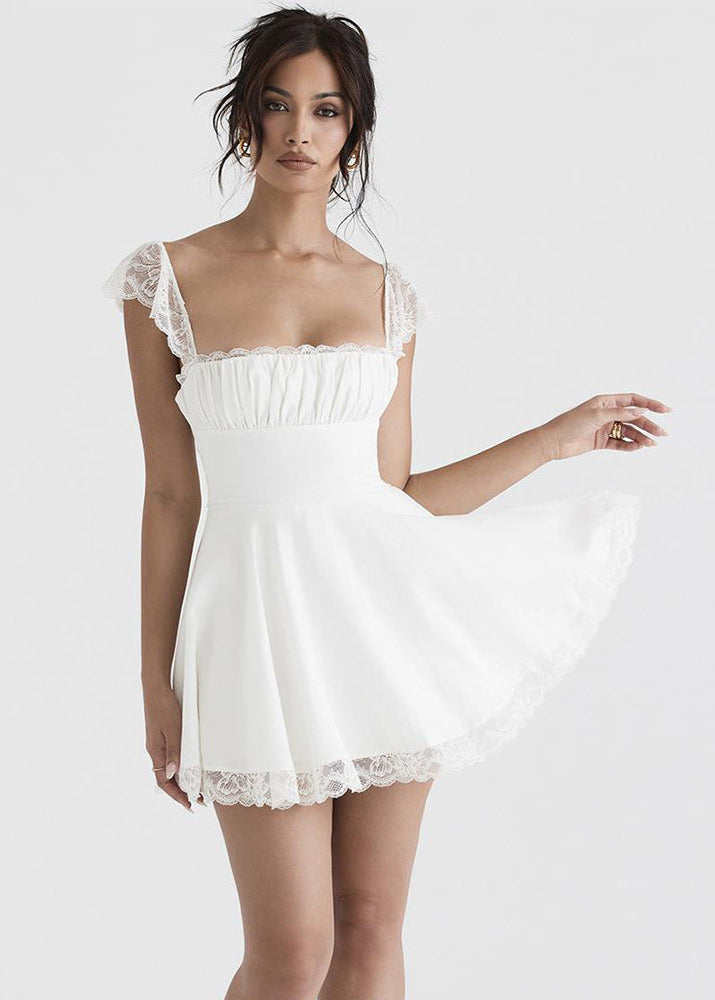Lace Mini Dress With Corset Back Detail