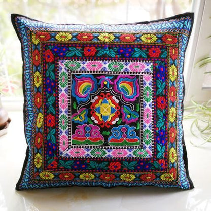 Ethnic Style Flower Embroidered Pillow Cover Cushion Cover