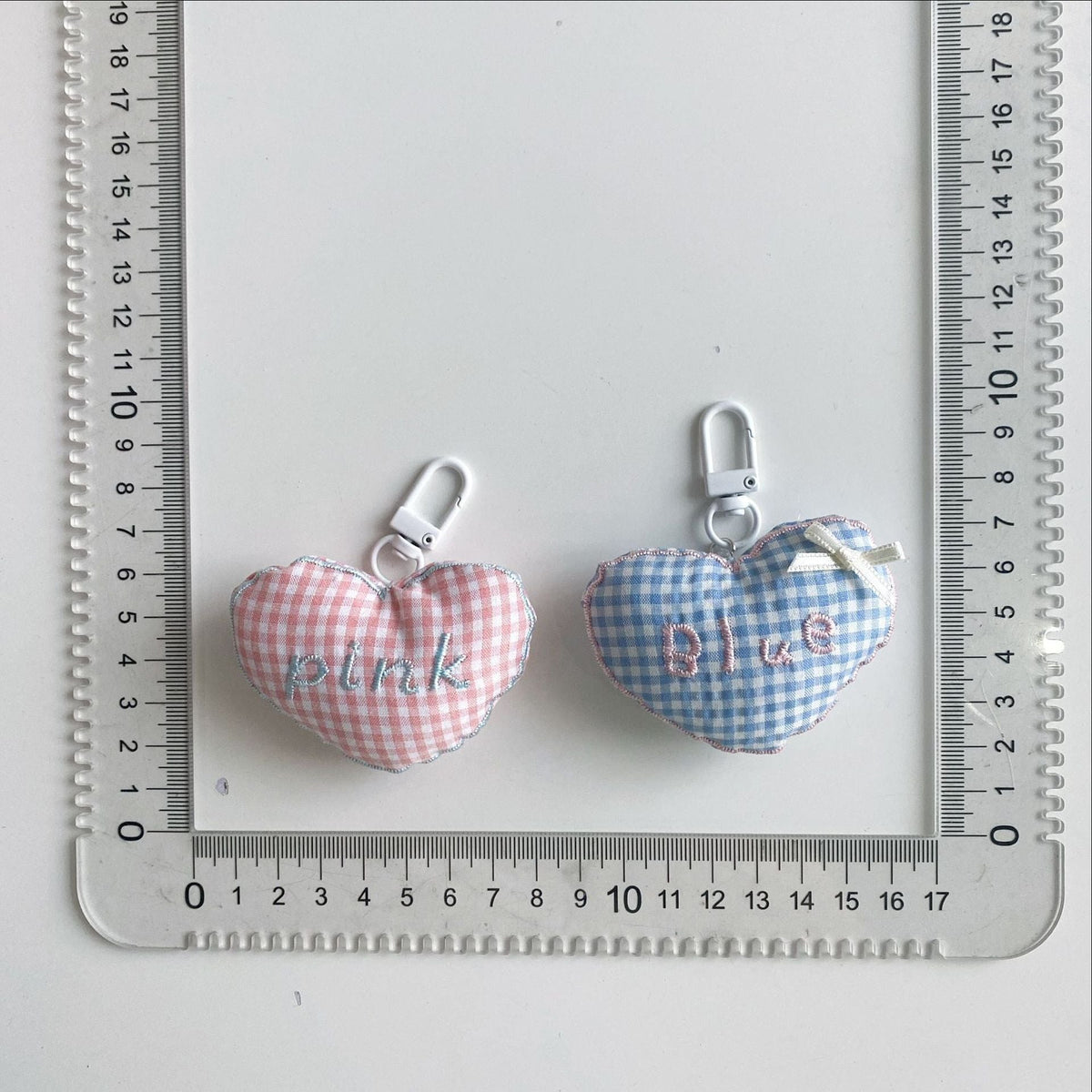 Sweet Checkered Heart Pendant Bag Charm