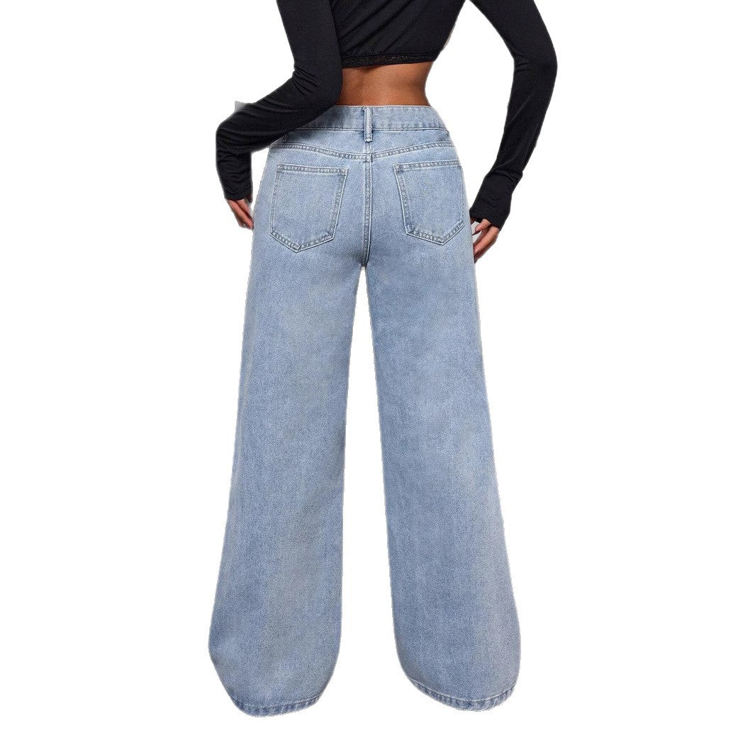 Elegant Bow High Waist Wide Leg Jeans