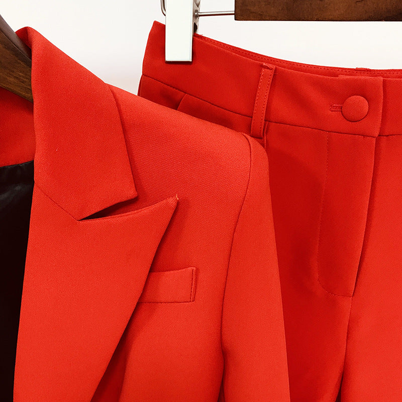 Trendy Two-Piece Suit With Blazer And Flared Pants