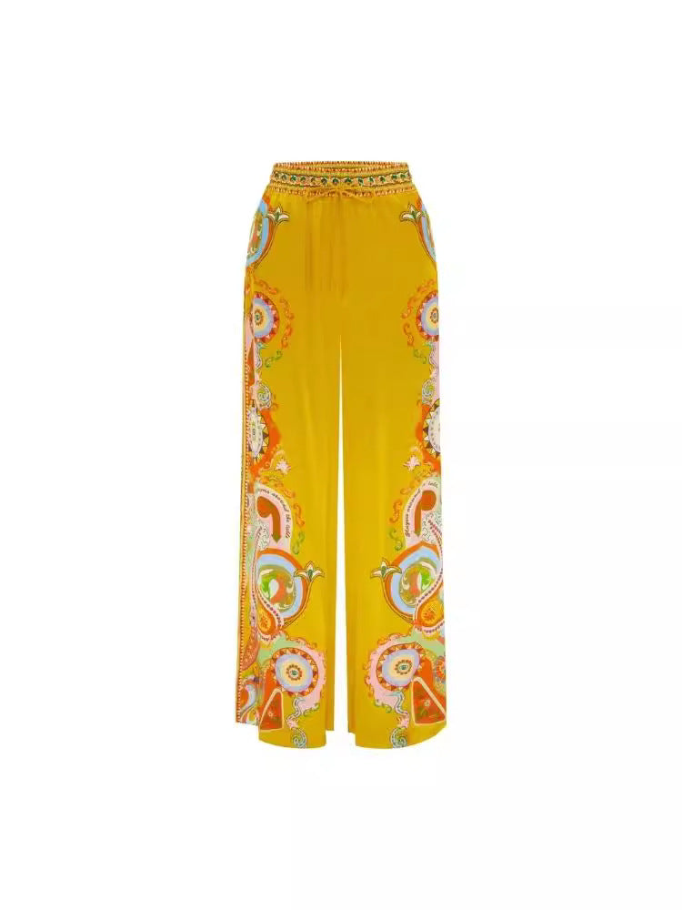 Floral Print Satin Pajama Set Elegant Casual